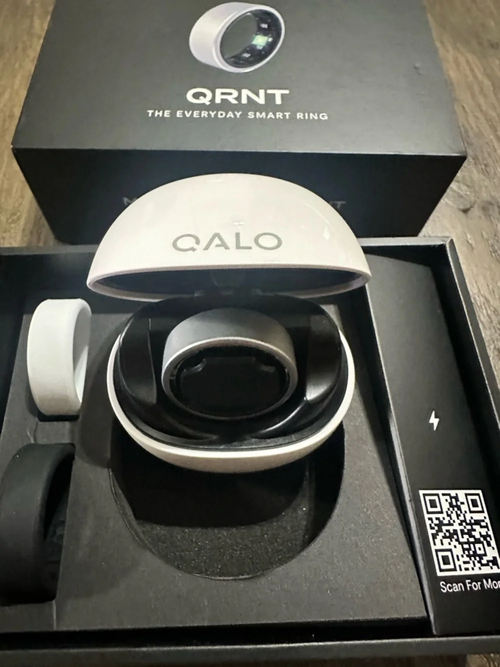 QALO QRNT Everyday Smart Ring - Black and Silver, size - 10